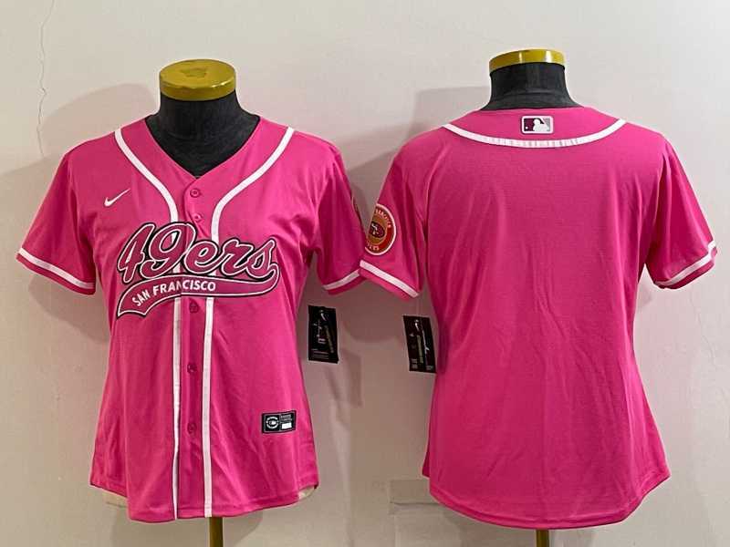 Womens San Francisco 49ers Blank Pink With Patch Cool Base Stitched Baseball Jersey->women nfl jersey->Women Jersey